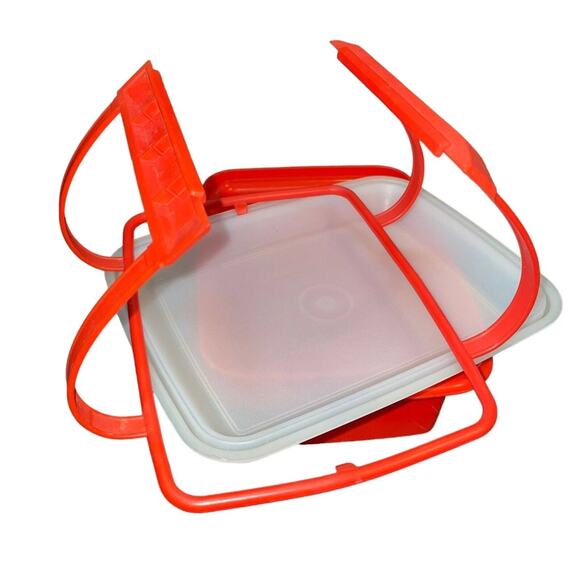 Vintage Tupperware Pak N Carry Lunch Box Handle Sandwich 1254 1255 Paprika Lot 2 - Picture 6 of 9